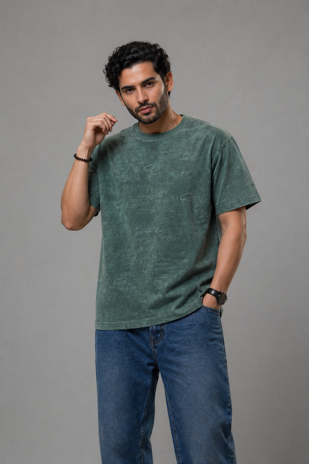 Core Drop Washed Olive Oversized Tee