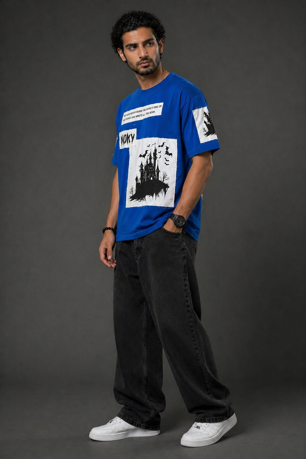 Shadow Drift Heavyweight Oversized Streetwear Tee (Blue colour)