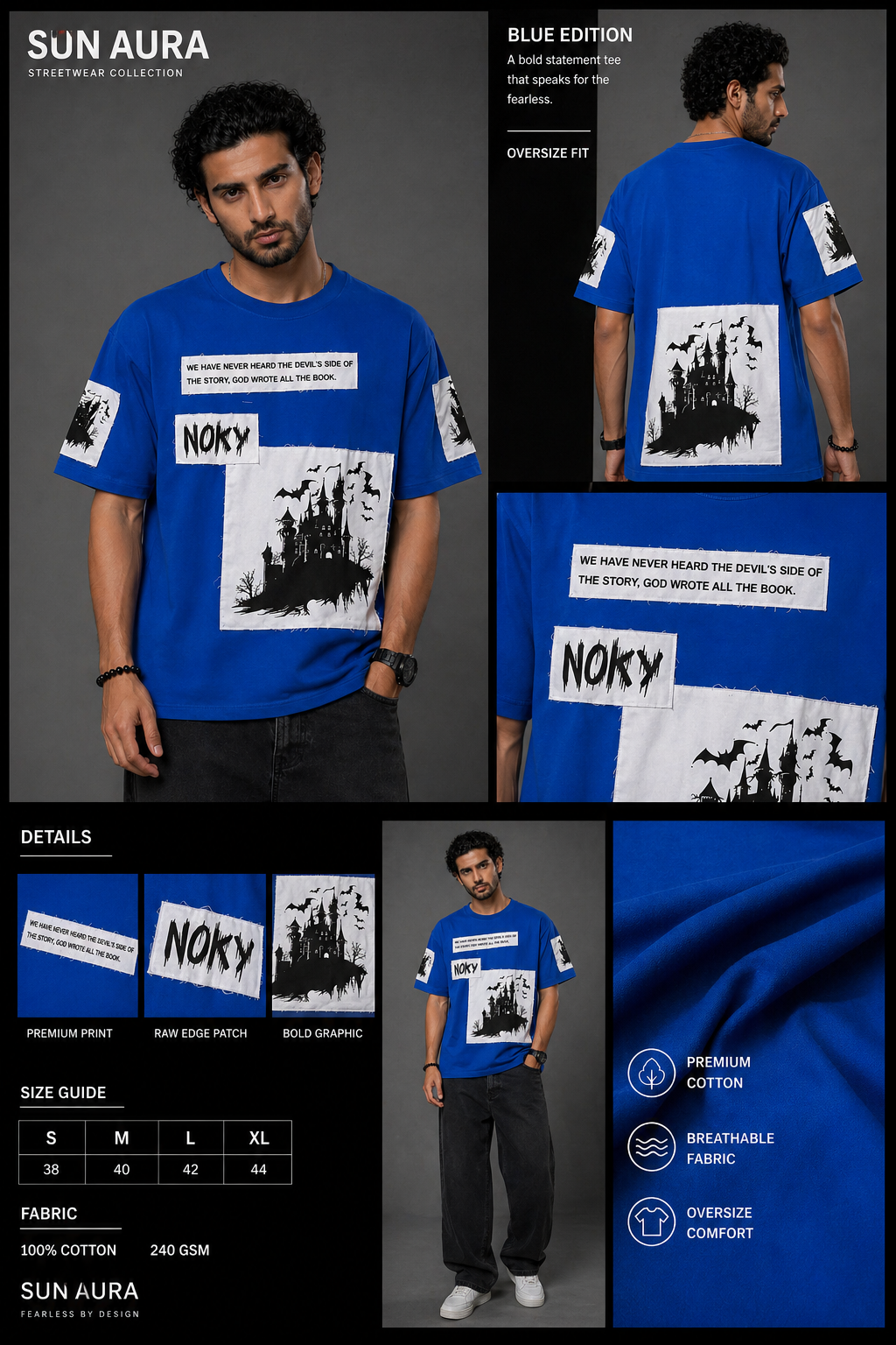Shadow Drift Heavyweight Oversized Streetwear Tee (Blue colour)