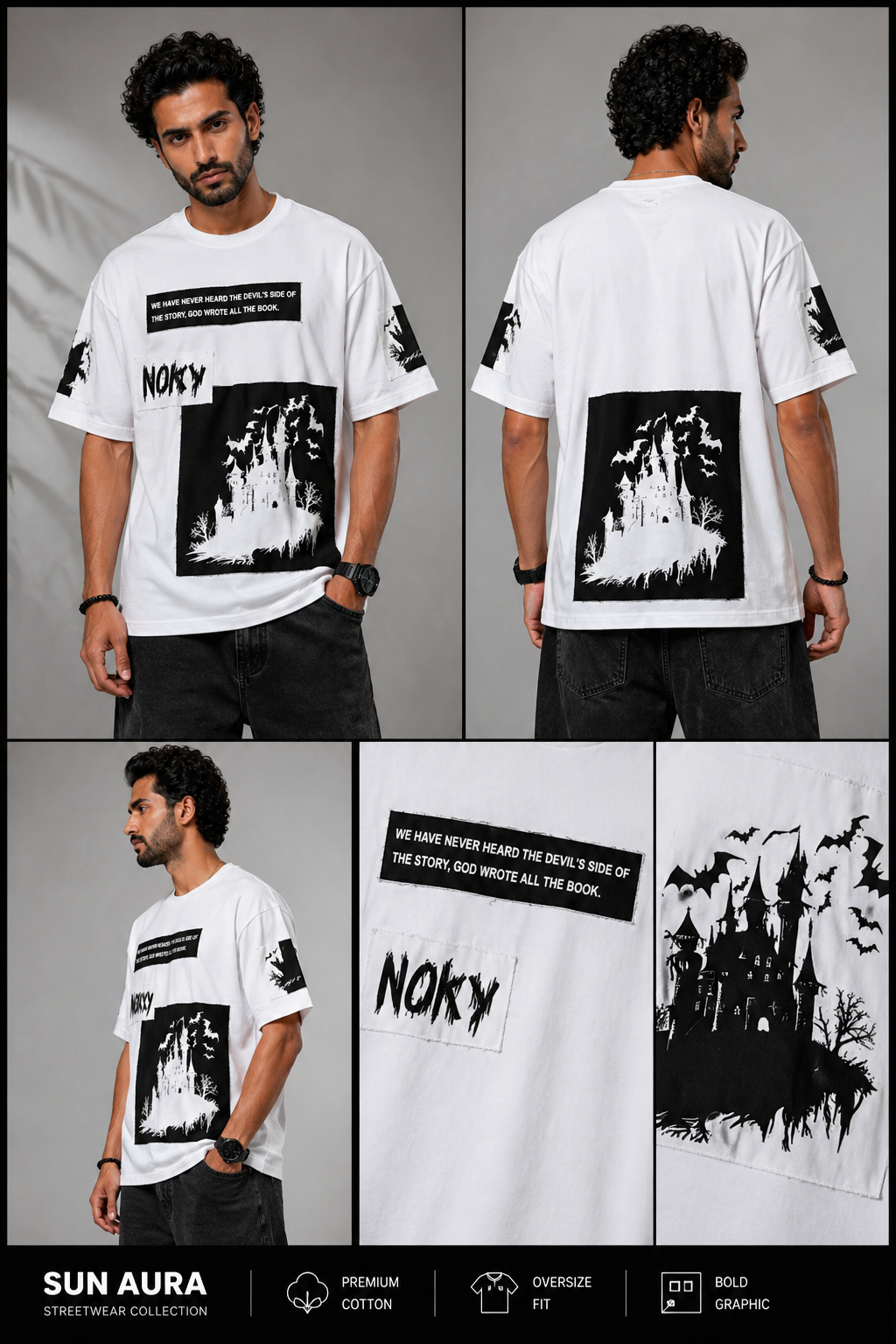 Shadow Drift Heavyweight Oversized Streetwear Tee (White colour)