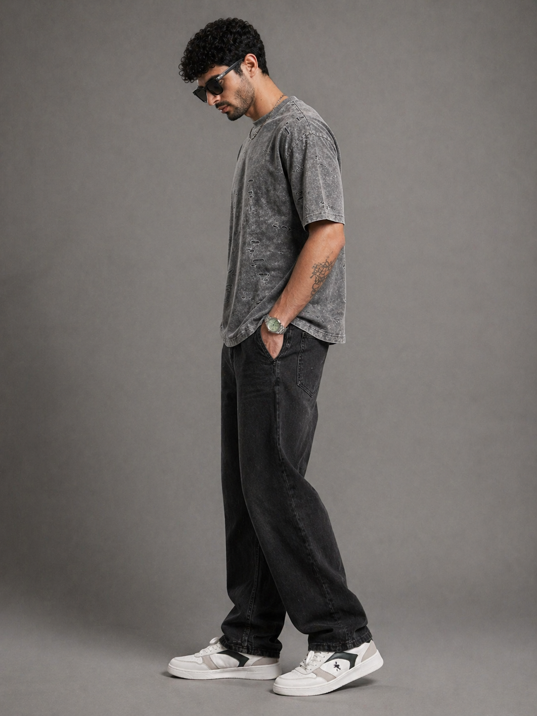 Core Drop Ash Stone Oversized Tee