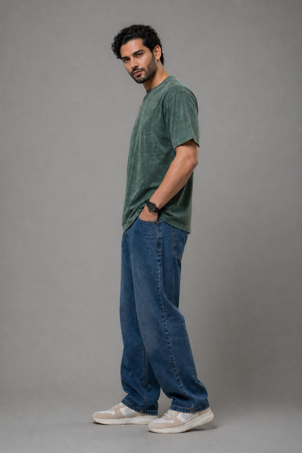 Core Drop Washed Olive Oversized Tee