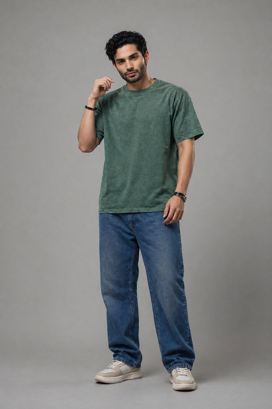 Core Drop Washed Olive Oversized Tee