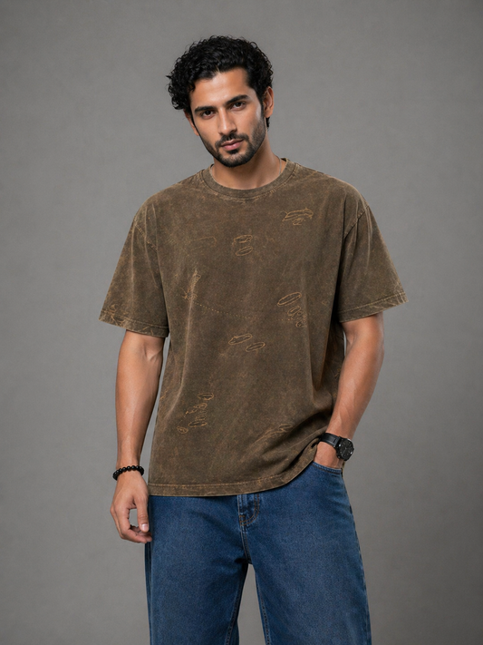 Core Drop Washed Mocha Oversized Tee